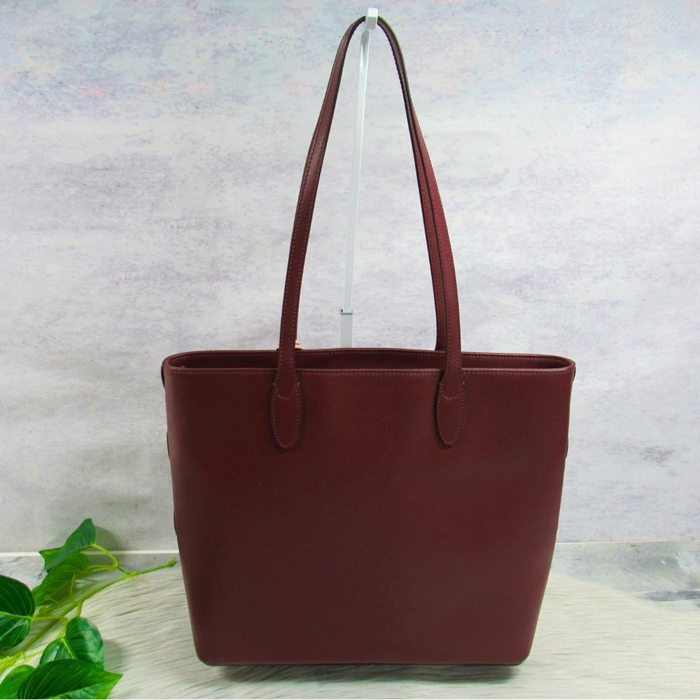 KATE SPADE Kerri Medium Smooth Leather Top Zip Tote Bag in Burgundy - Picture 6 of 13